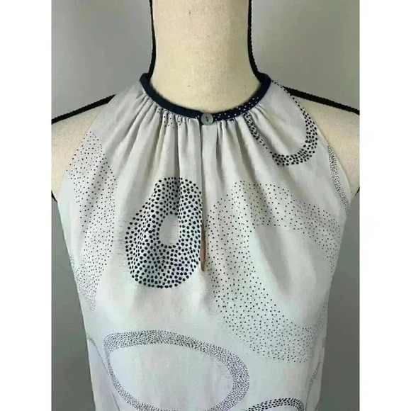 Ramy Brook Women's 100% Silk Halter Blouse Abstract Sleeveless Lined M Gray - Picture 2 of 12